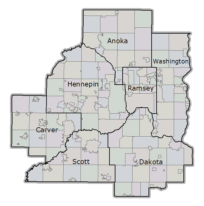 7 County Metro Area Minnesota Map Map Vector